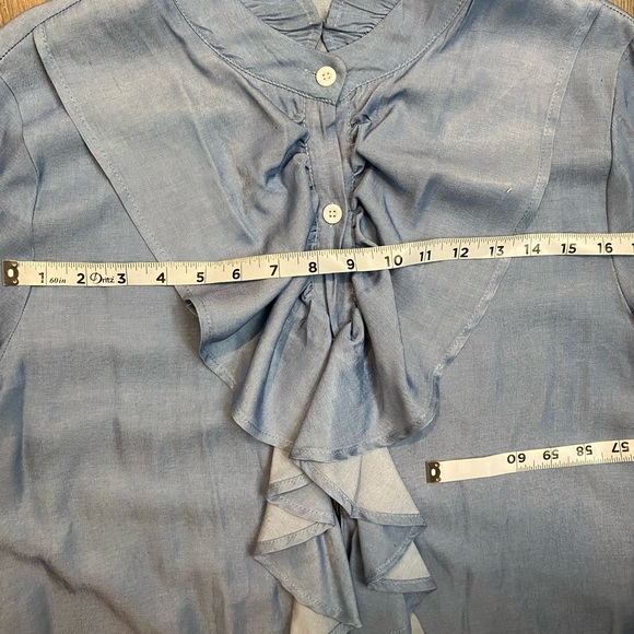 Ursime Light Blue Ruffled Button-Up Blouse - Picture 7 of 9